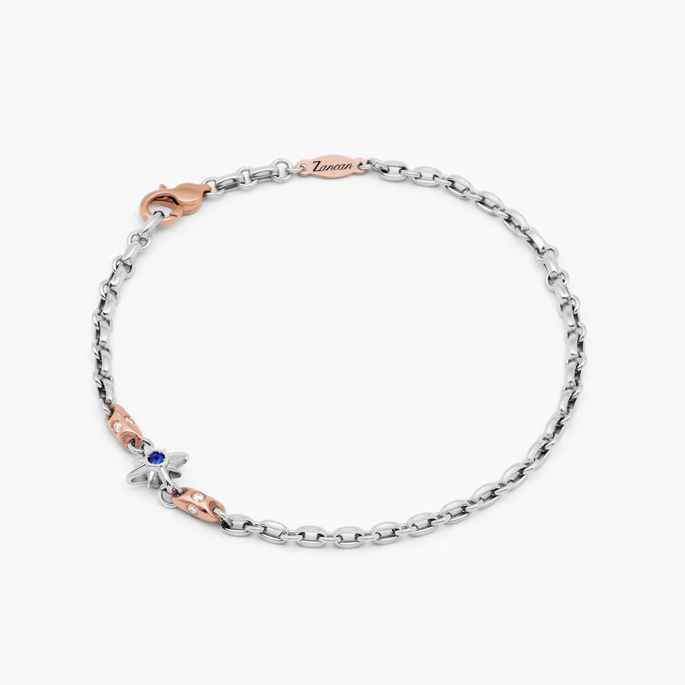 Zancan White Gold Bracelet With Diamonds And Wind Rose
