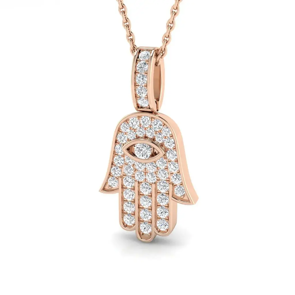 Diamond Hamsa Pendant - 2cm