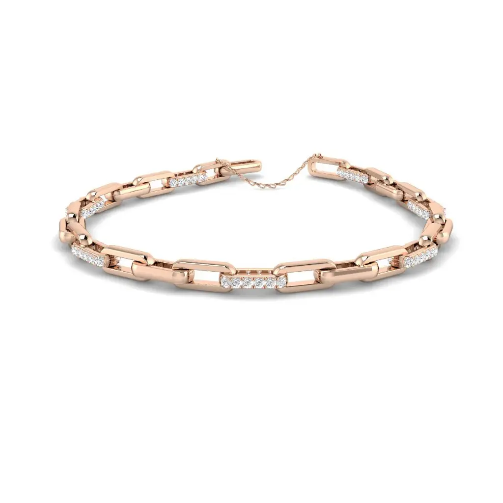 4mm Semi Pave Diamond Link Bracelet