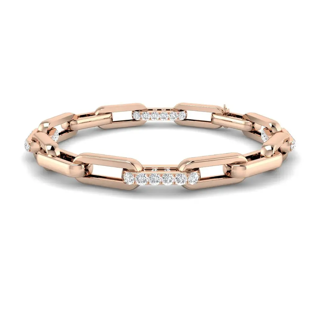 6mm Semi Pave Diamond Link Bracelet