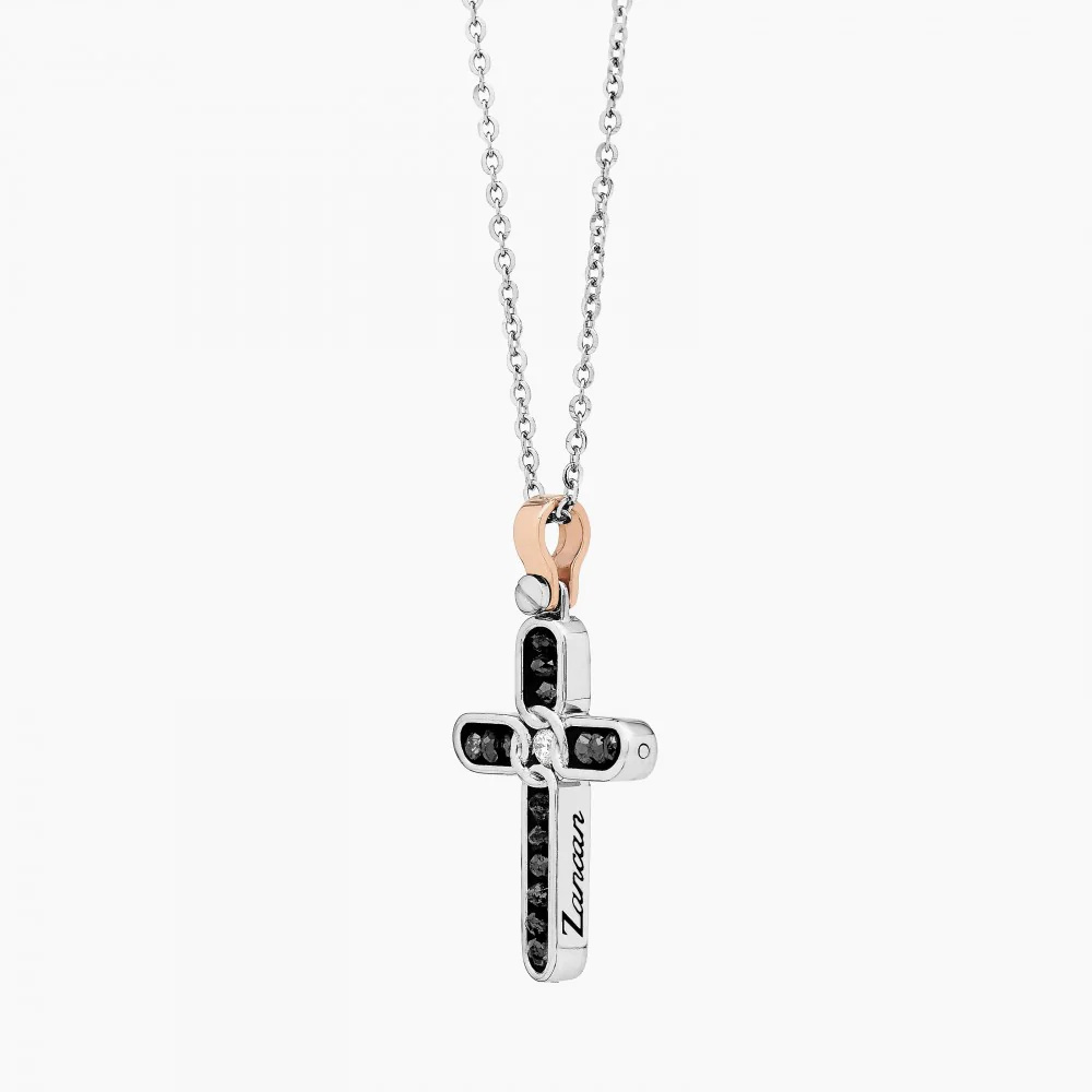 Zancan White Gold Necklace With Cross And Diamonds