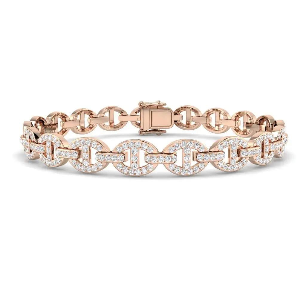 7mm Full Pave Diamond Oval Link Bracelet