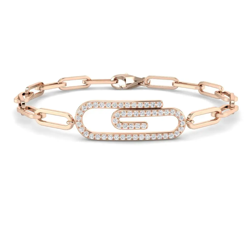 Pave Diamond Paperclip Link Bracelet