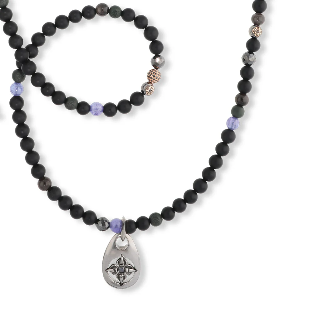 6mm Non-Braided Shamballa Necklace with Dogtag Pendant