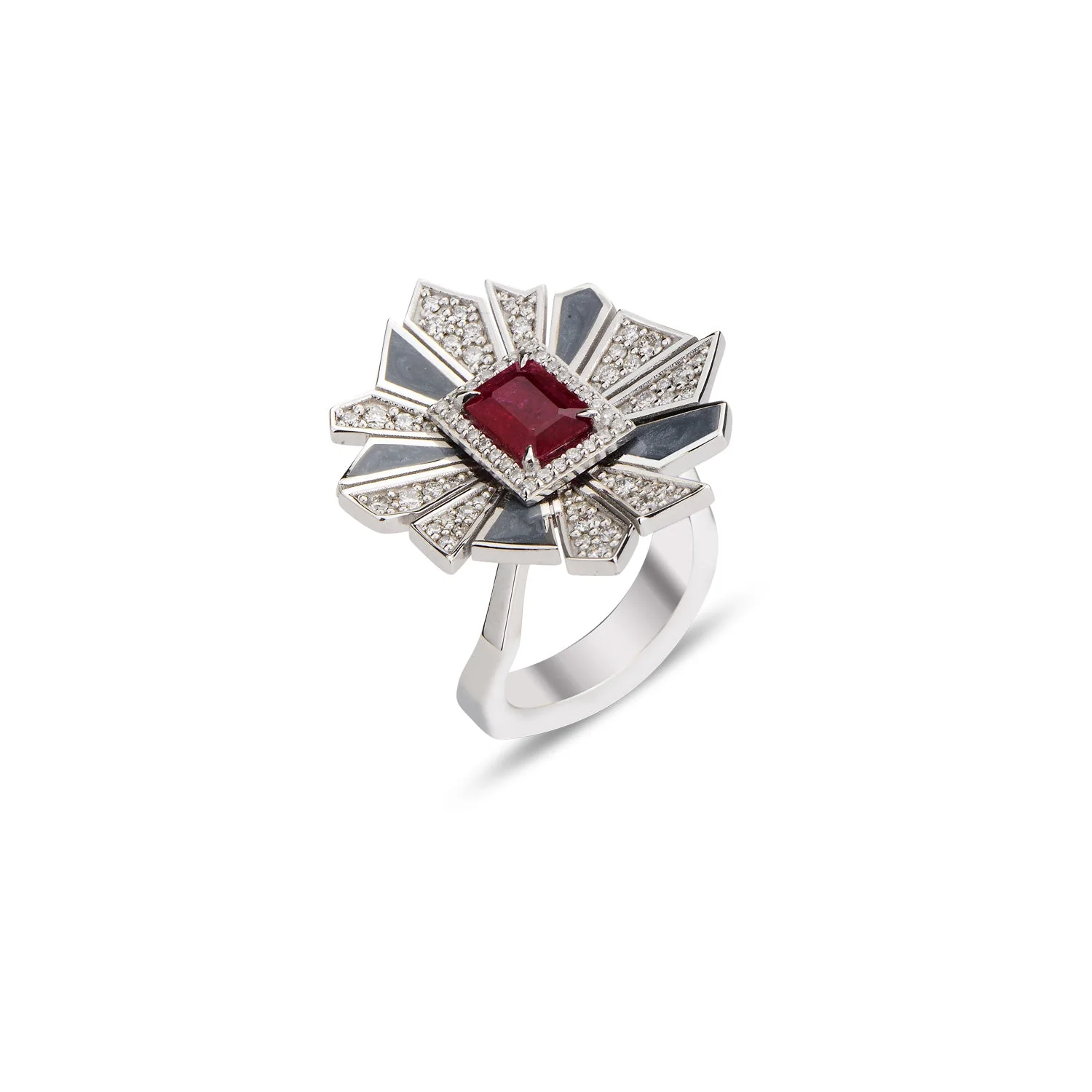 Alis Crush Mini Ring with Rhodium Enamel