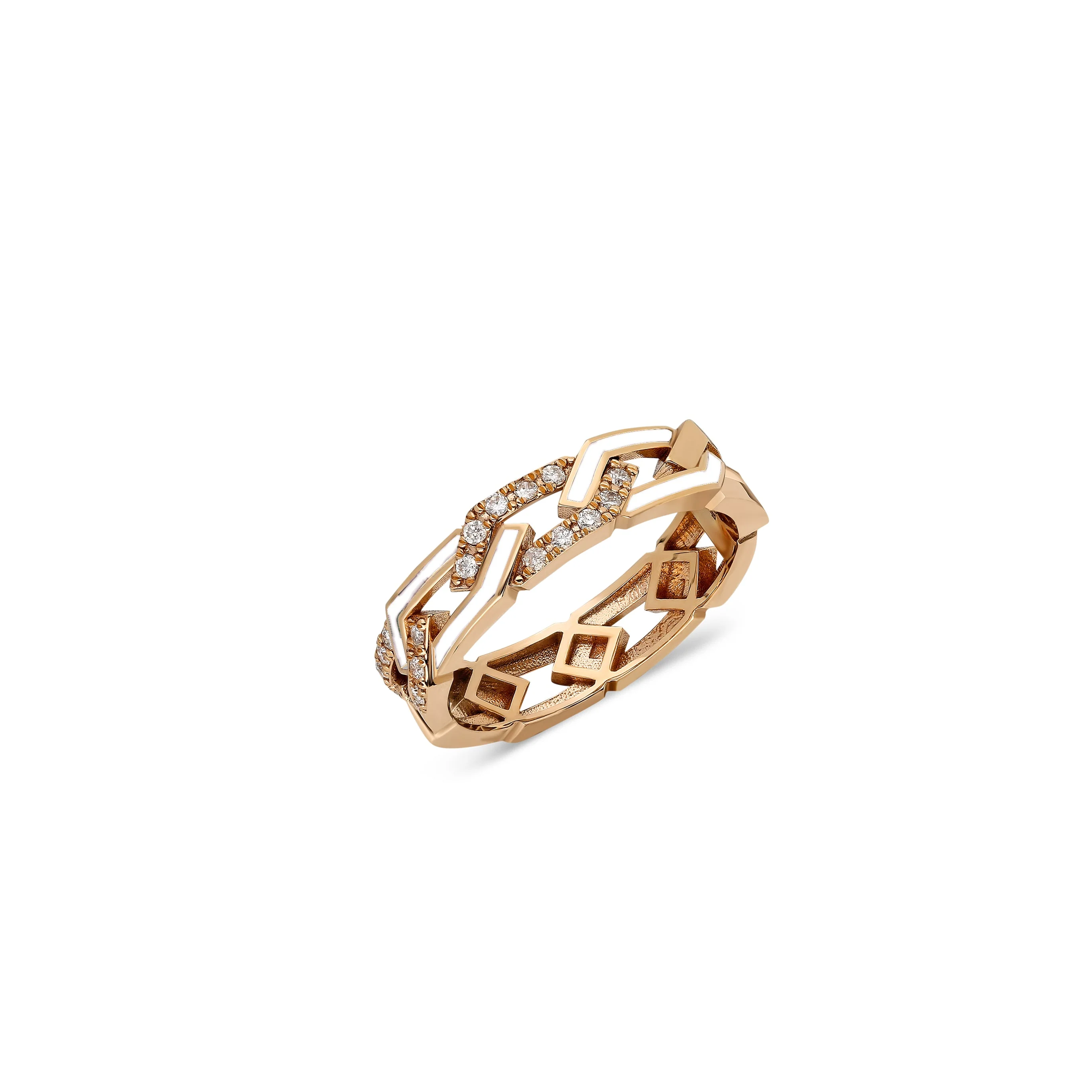 Fizzy Rebel Ring With Diamond - White Enamel