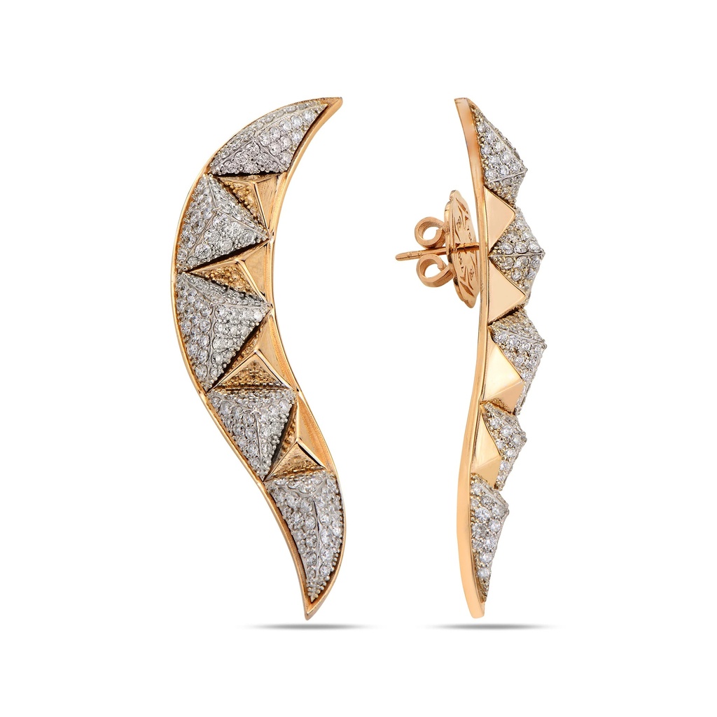 Rose Gold Accra Claw Earrings All Diamonds