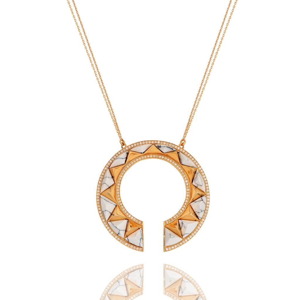 Rose Gold Accra Medallion with White Agate