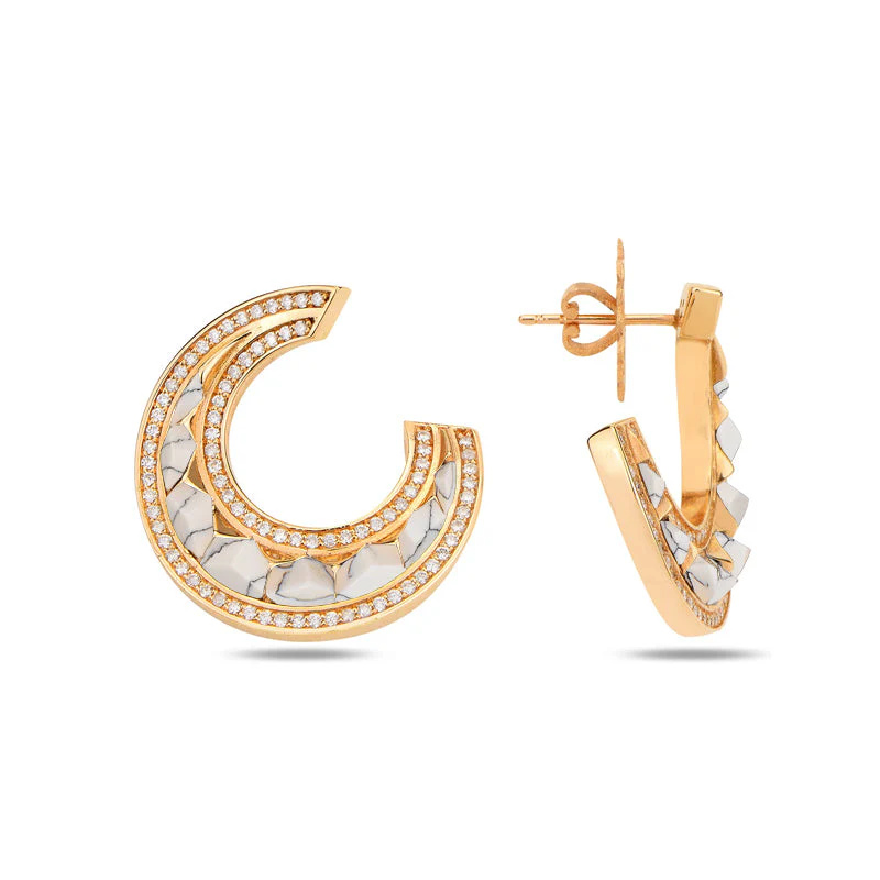 Rose Gold Accra Spiral Earrings with Agate