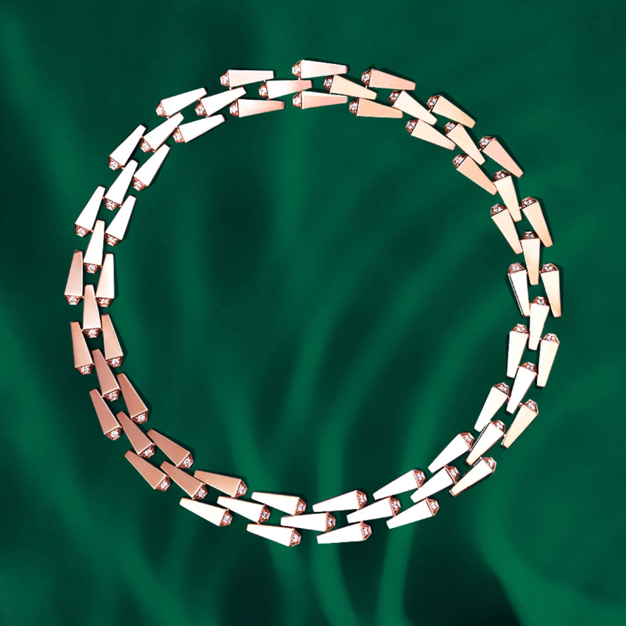 Spike Large 3 Row Light Pavé Diamond Necklace