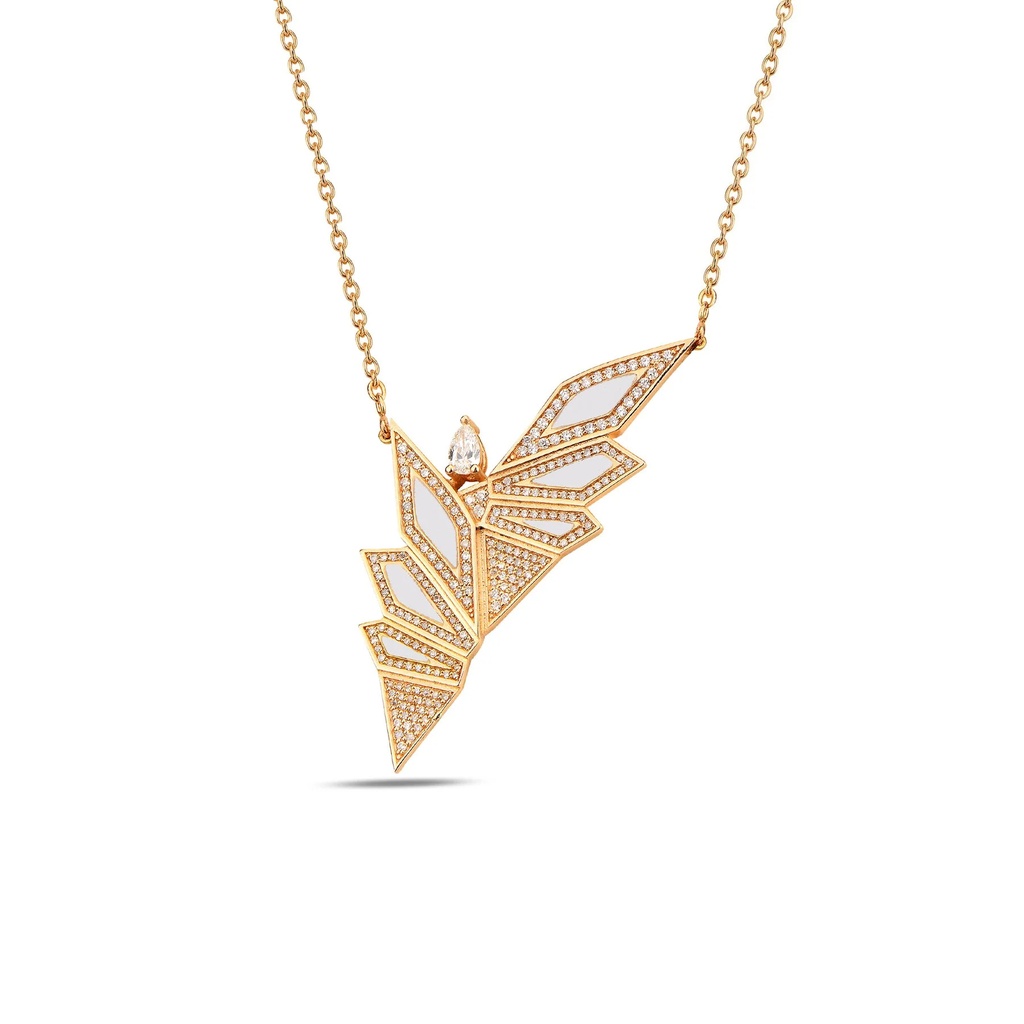 Rose Gold Alis Necklace with White Enamel
