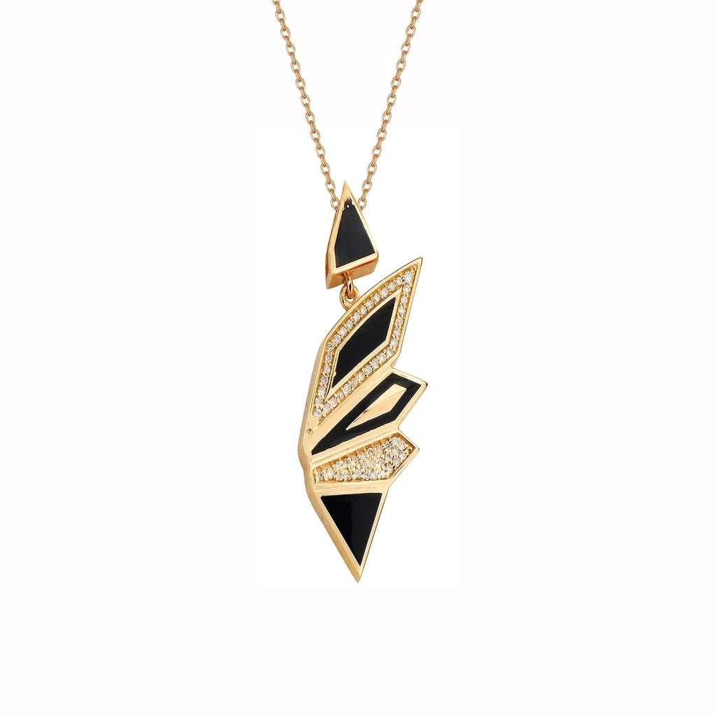 Rose Gold Alis pendant with Black Enamel