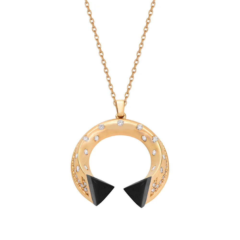 Rose Gold Balance Mini Pendant with Black Onyx
