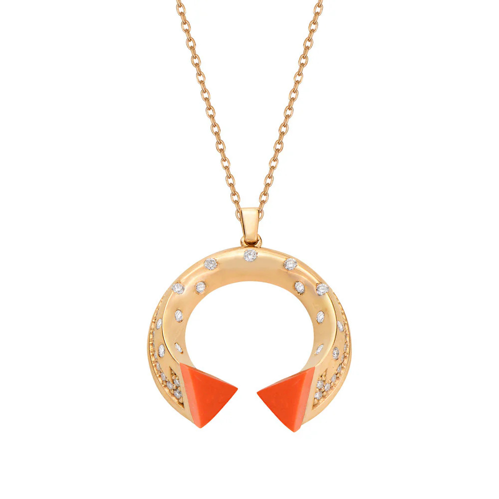 Rose Gold Balance Mini Pendant with Coral