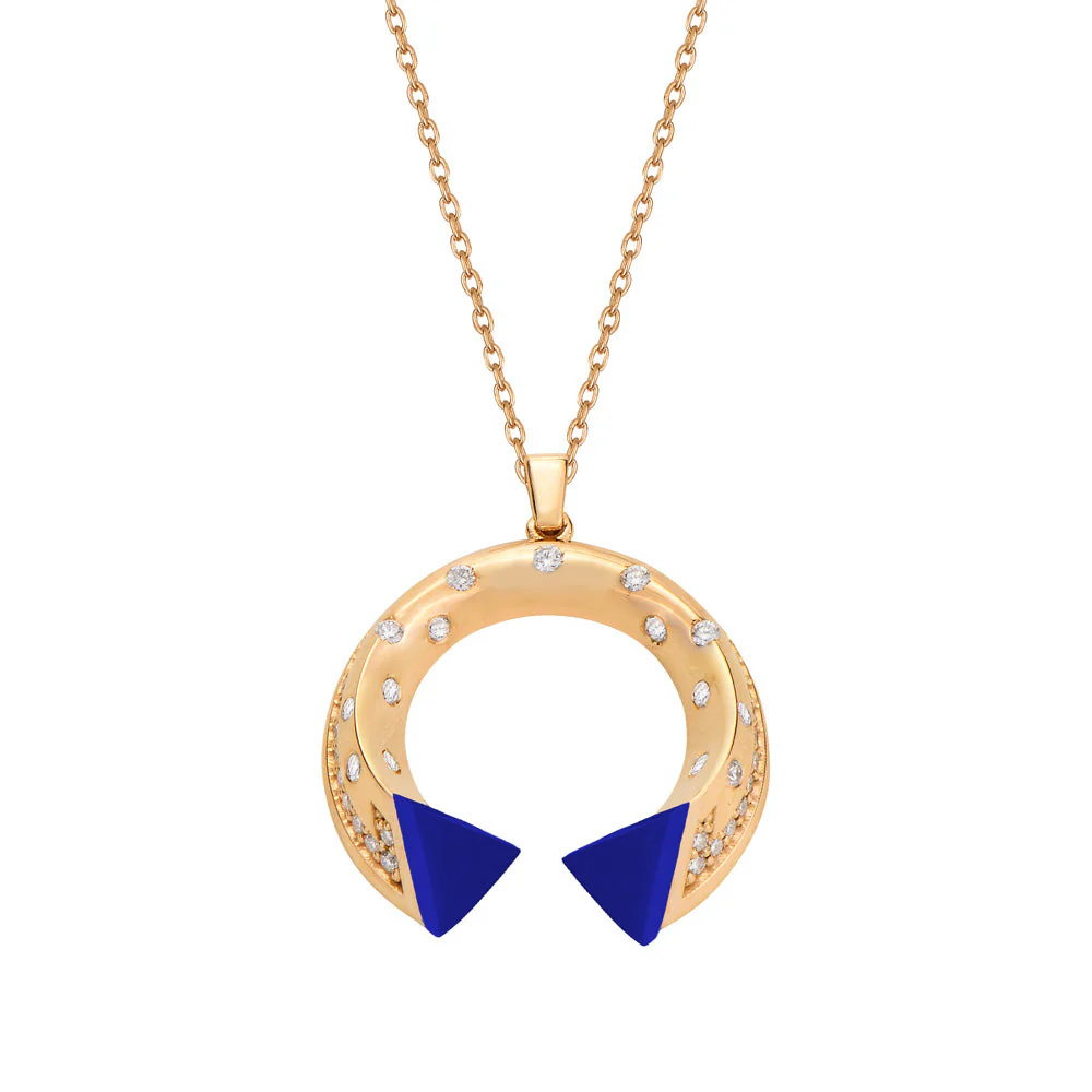 Rose Gold Balance Mini Pendant with Lapis