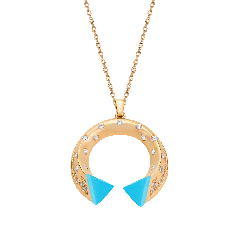 Rose Gold Balance Mini Pendant with Turquoise