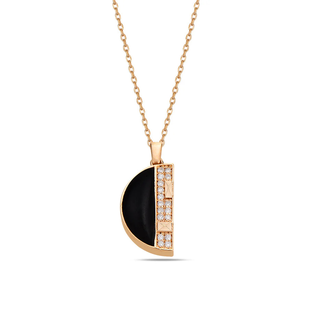 Rose Gold Cairo Mini Pendant with Black Onyx