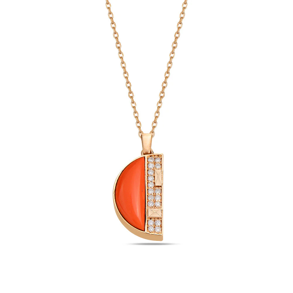 Rose Gold Cairo Mini Pendant with Coral