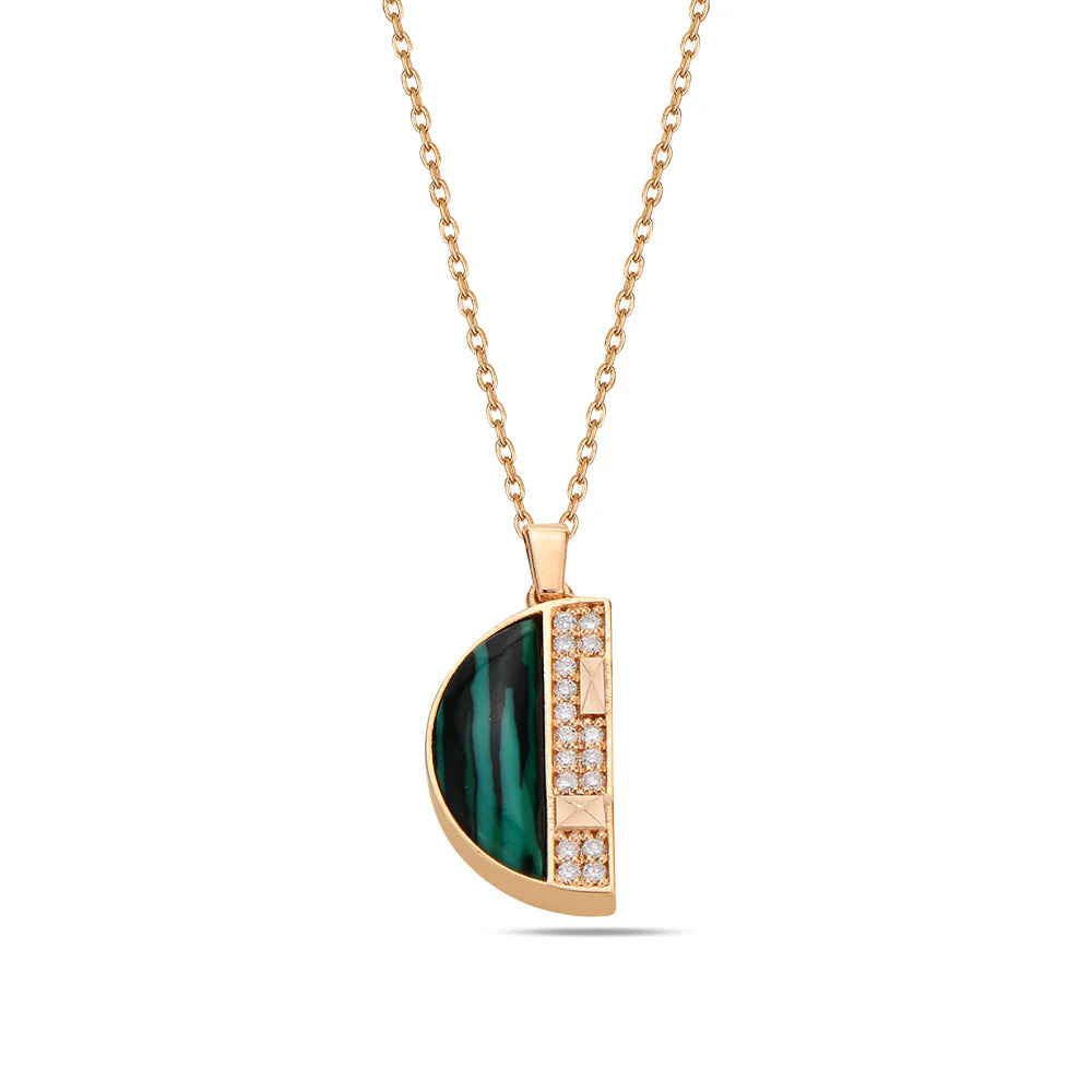 Rose Gold Cairo Mini Pendant with Malachite