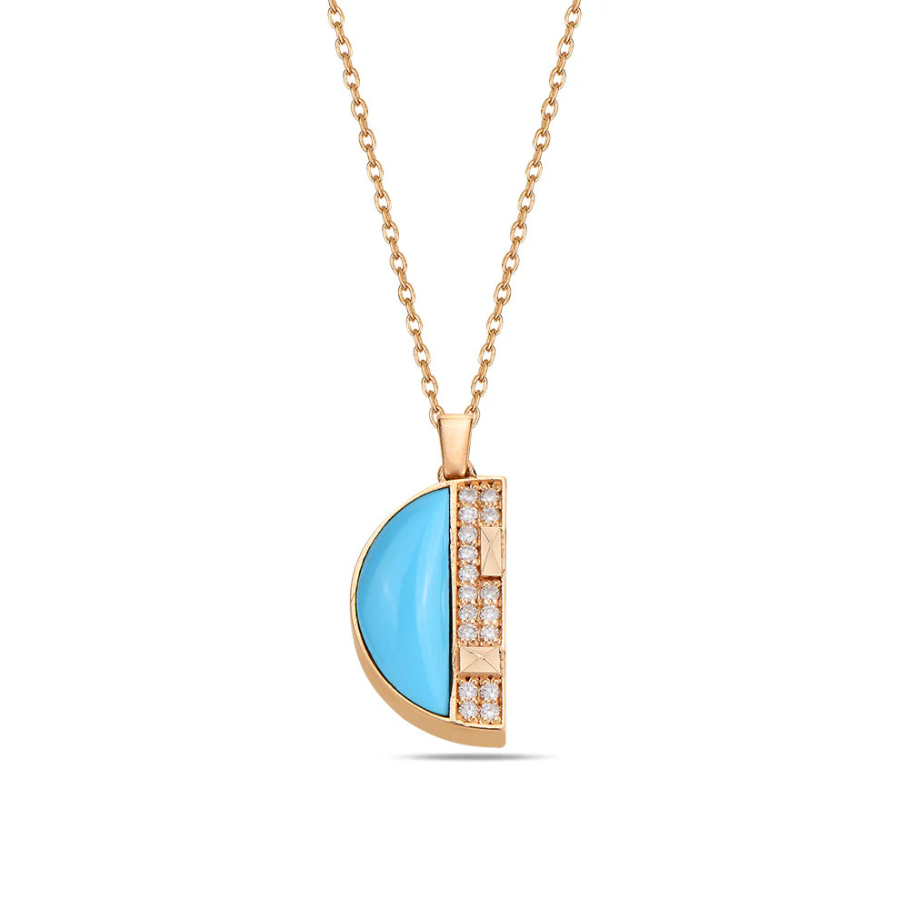Rose Gold Cairo Mini Pendant with Turquoise