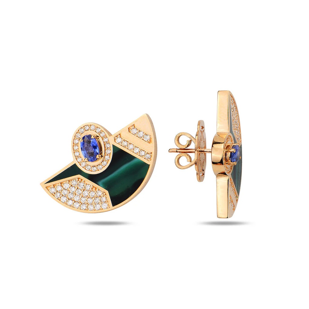 Rose Gold Epoca Coin Earrings with Sapphire