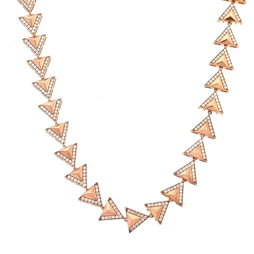 [A830-10694] Rose Gold & Diamond 3d Choker Necklace