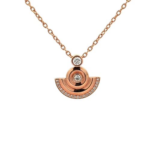 [A820-10322] Rose Gold & Diamond Ripple Pendant Necklace