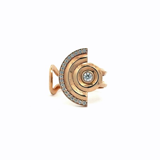 [A830-101114] Rose Gold & Diamond Ripple ring