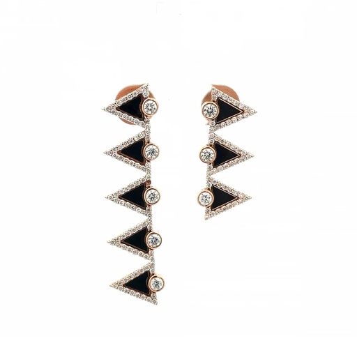 [A819-10048] Rose Gold Asymmetric Diamond Earrings