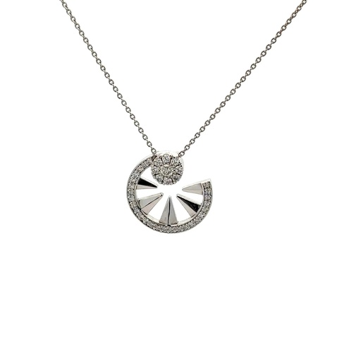 [A600-10689] White Gold Diamond Mini Orbit Pendant