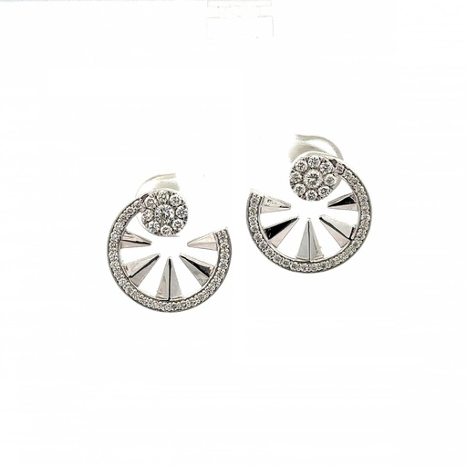 [A600-10665] White Gold Diamond Orbit Earrings