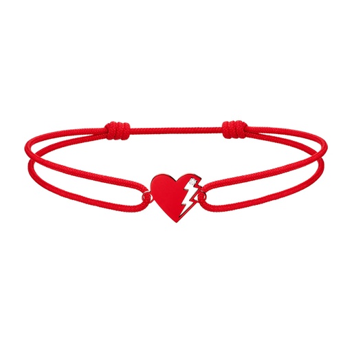 [BLT0013-NS-15cm] Red Aluminum Lovetag Diamond Cord Bracelet