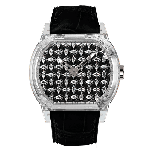 [WASC3602-1091#11714] Reflect Harlequin Black & White Sapphire Watch