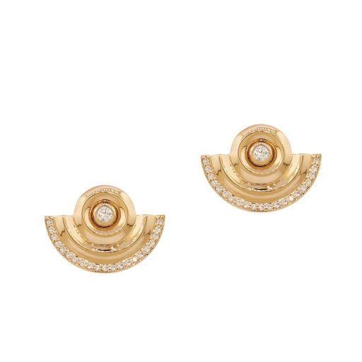 [A820-10356#1180] Rose Gold & Diamond Ripple Earrings