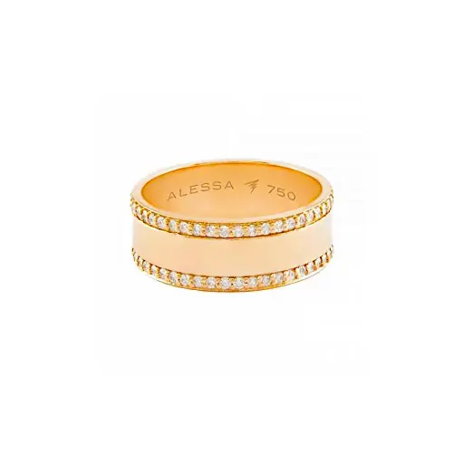 [A815-10556#1186] Rose Gold Border Pave Spectrum Ring