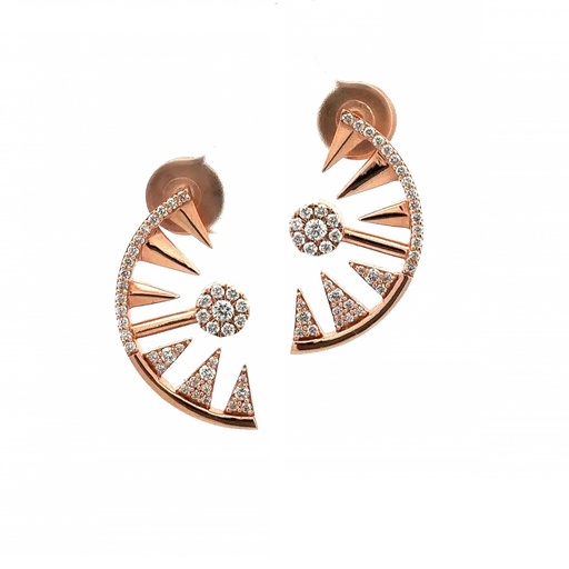 [A600-10691#1189] Rose Gold Diamond Clique Orbit Earrings