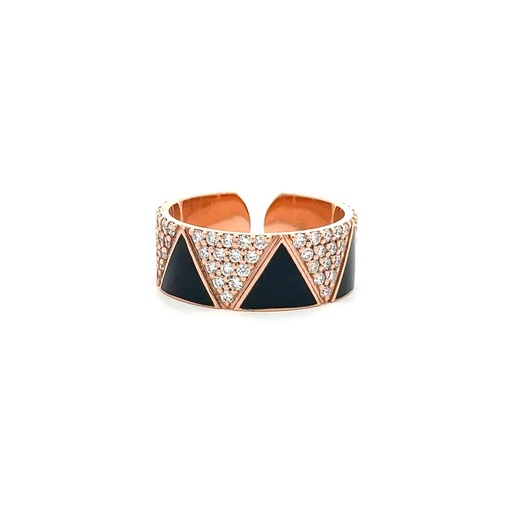 [A819-10704#1196] Rose Gold Elixir Pave Diamond & Black Ring