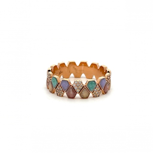 [A819-10750#1198] Rose Gold Elixir Pave Diamond & Colour Ring
