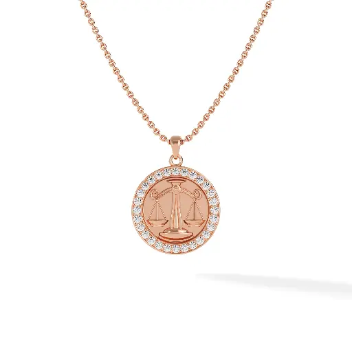 [ZODIAC.LIBRA.DIA.18K#12] Libra Zodiac Pendant - Pave Diamond