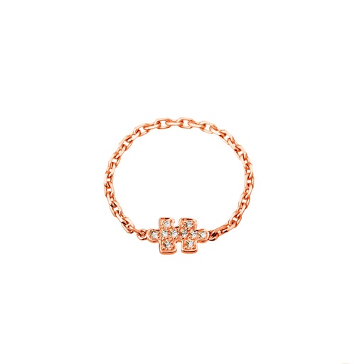 Rose Gold Mini Puzzle Diamond Chain Ring