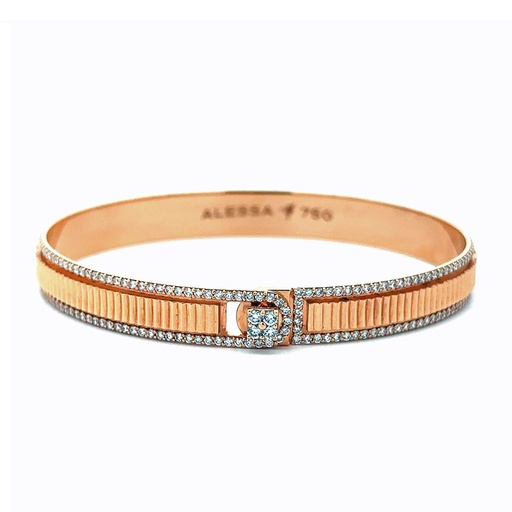 [A815-10817#1206] Rose Gold Spectrum Diamond Border Beveled Bracelet
