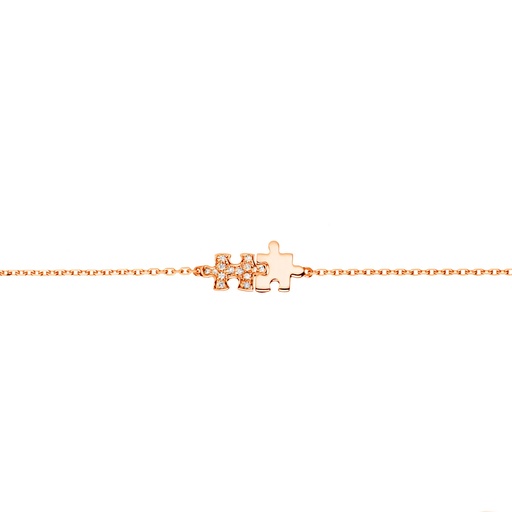 [BMP0013-NS] Rose Gold Mini Puzzle Duo Diamond Chain Bracelet