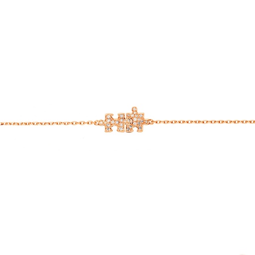 [BMP0015-NS-15cm] Rose Gold Mini Puzzle Duo Diamond Chain Bracelet