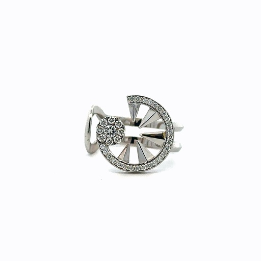 [A600-10663#1211] White Gold Diamond Mini Orbit Pinky Ring