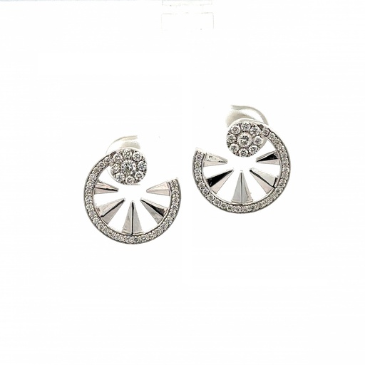 [A600-10665#1212] White Gold Diamond Orbit Earrings