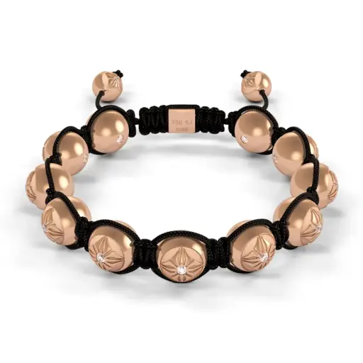 [D226675-??#1256] Full Gold SOS & Onyx 10mm Bead Braided Bracelet   