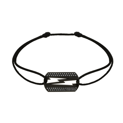 [BLT0012-NS-15cm] Titanium Lovetag Diamond Cord Bracelet Noirs