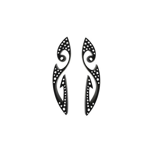 [ETA0004-NS] Titanium Tattoo Black Diamond Earrings