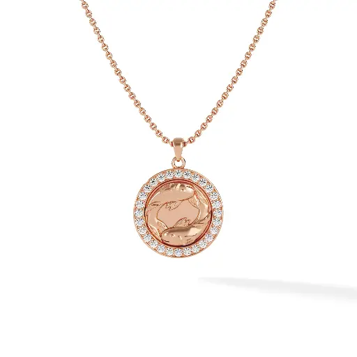 [ZODIAC.PICES.DIA.18K#13] Pisces Zodiac Pendant - Pave Diamond