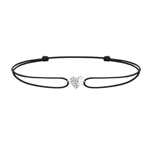 [BLT0011-NS-15cm] White Gold Lovetag Diamond Cord Bracelet